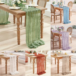 Table Runner Cheesecloth Semi-Sheer Gauze Tablecloth Boho Rustic Table Decor for Wedding Party