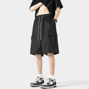 American Vibe Mens Workwear Shorts Summer High Street Large Size Straight Casual Mid-Length Trendy Brand with Big Pockets Five-Point Pants