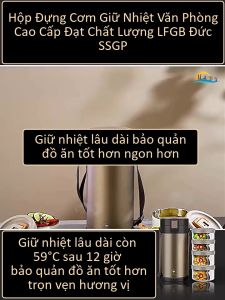 Hộp Cơm Giữ Nhiệt Inox 316 SSGP Cà Mèn Cơm Văn Phòng Giữ Nóng 12 Giờ Nhiều Ngăn Chia Thức Ăn Dung Tích Lớn Kháng Khuẩn Cao Cấp Đạt Chất Lượng LFGB Đức [2.3L/3L]