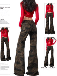 กางเกงยีนส์ทรงหลวมเอวต่ำทรงขากระบอกปลายแหลมทรงเข้ารูปสำหรับผู้หญิงในฤดูใบไม้ร่วงปี 2025 กางเกงขายาวทรงเข้ารูปทรงลำลอง