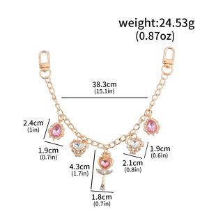 Girl Bag Charm Pink Gem Heart Magic Wand Bag Pendant for Women Exquisite Cute Cartoon Keychain Handbag Valentines Day Gift