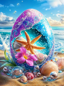 Huacan Full Diamond Painting Seaside Beach Diamond Embroidery Landscape Flower Complete Kit Home Decoration