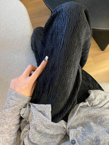 Black Water Ripple High Waist Loose Pants Female Straight-Leg Pants High Waist Drooping New Arrival Casual Small Spring and Autumn Pants