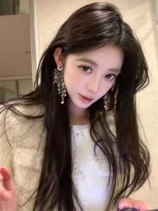 Hoa Tai Lấp Lánh Kim Loại Zoozmini Cho Nữ Thời Trang Cao Cấp Dài Lông Chuột Trang Sức Phụ Kiện Trang Trí Tai