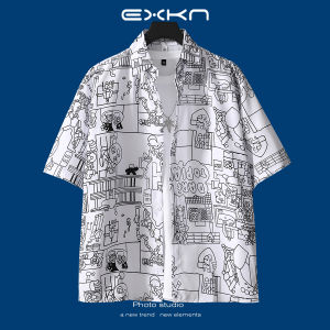 Hawaii Printed Shirt Mens Summer Thin Fashion Brand Short-Sleeved Shirt Retro Hong Kong Style All-Matching Casual Mens Clothing Beachwear