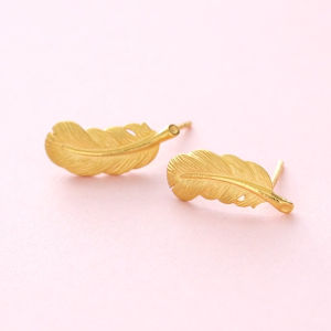Chow Sang Sang 周生生 Love Decode 999.9 24K Pure Gold Price-by-Weight Gold Feather Earrings 86820E