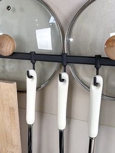HOGO Kitchen Pot Lid Rack Wall-mounted Kitchenware Hanging Rod Porch Behind the Door Row Hooks Bathroom Towel Hanger
