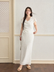 JULULOOK | Bộ Áo Thun In Hoa Văn Voan Tay & Chân Váy Dành Cho Người Mập