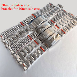 Silver 20mm Width Stainless Steel Jubilee Watch Strap Bracelet for SUB 40mm Diving NH35 NH34 GMT Men Watches Glide Lock Clasp