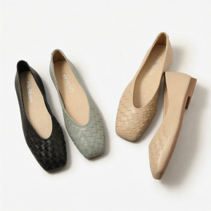 MIOLLIBARN | Leather Weave Easy-On Flats Soft Soled