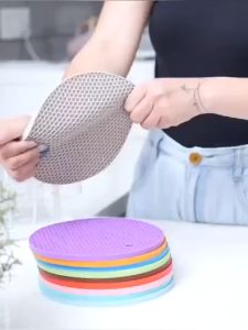 1pc Silicone Round Honeycomb Heat Insulation Mat Multifunctional Non-slip Pot Holder Table Mat