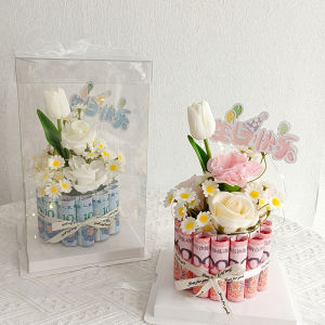 Creative DIY Realistic Soap Flowers Money Cant Buy Materials Pack Cake Bouquet Gift Box Mothers Day Gift for Mom Best Friend