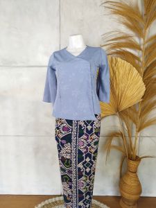 Setelan Kebaya Kimono Naura dan Bawahan Kamen Jadi Songket Batik Stretch free Selendang Modern Bali