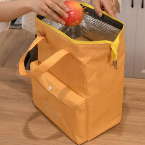 ZUOGUAN ถุงฉนวนกันความร้อนอลูมิเนียมฟอยล์หนากันน้ำพนักงานออฟฟิศที่มีกล่องอาหารกลางวันแม่กระเป๋าความจุขนาดใหญ่แบบพกพาสายคล้องไหล่กล่องอาหารกลางวันกระเป๋า