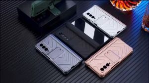 Luxury Magnetic Stand Side Glass Hard Case Cover+ S Pen Holder For Samsung Galaxy Z Fold 3 Z Fold3 Z Fold 4  Z Fold4 5G S Pen Slot + Shockproof Case Cover Hard Hybrid Glass Film Hinge Pen Slot Case + S Pen Full Set Hight Recommend(SG Local Seller)