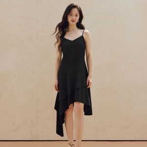 INMAN | V-Neck Sling Dress Summer Belting Irregular Hem A-Line