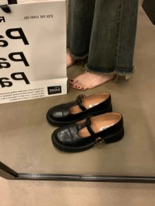 British Style round Toe Thick Heel Mary Jane Shoes Womens Fashion Spring 2024 Korean Version Student Retro One-Step Shoes