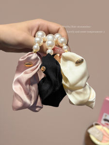 Elegant Pearl Satin Hair Ties for Women Princess Style Ball Head Hair Bands Fashionable Hair Accessories New 2024 Collection