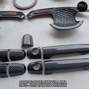 Paket Cover Handle Outer Pintu Mobil Innova Lama 2005 - 2015 Carbon Glossy Premium