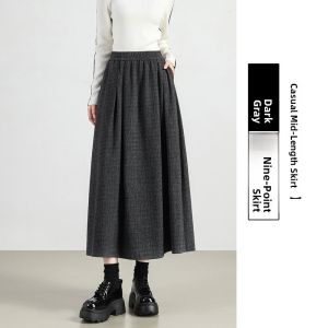 JIANGLU | Pleated A-line Skirt High Waist Slimming