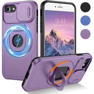 สำหรับแม่เหล็กเคส iPhone SE 2022/2020เคส iPhone 7/8 [เข้ากันได้กับ Magsafe] ขาตั้งแบบแหวนขาตั้งได้ดีไซน์โปร่งแสงกันชนป้องกันเด็กหญิงเด็กชายหญิงฝาครอบแม่เหล็กสำหรับ iPhone 8 Plus 7 Plus