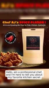 Chef AJs Spicy Flavor | Crispy Fry Breading Powder Mix for Easy Cooking: Pork Chicken and Seafoods 320g