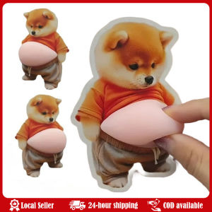 Funny 3D Shiba Inu Dog Belly Sticker Squeeze Toy Cute Puppy in An Orange Outfit Fidget Toy Silicone Self-Adhesive for Kids Gifts 3D Cute Puppy Sticker Squeezeable Shiba Inu Phone Case Decoration Childrens Birthday Party Favor Festival Supplies