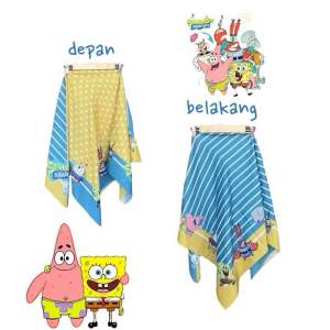 Voal Printing Anak Motif Spongebob / Hijab Anak Motif Lucu