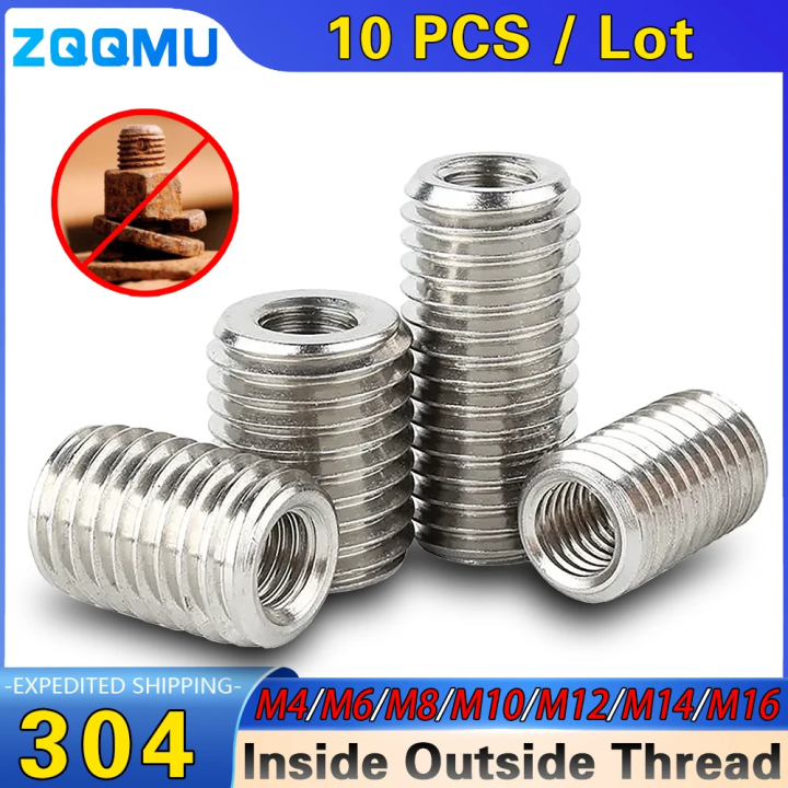 304 Stainless Steel M4 M6 M8 M10 M12 Inside Outside Thread Slotted For ...