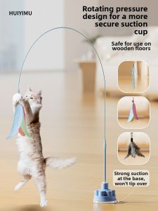 HUIYIMU | Suction Cup Interactive Long Feather Teaser Toy for Kittens