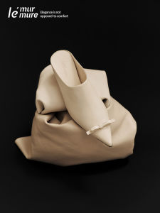 Modern Aesthetic Spring Style Vegetable Tanned Leather Pointed Toe Mule Half Slippers Women