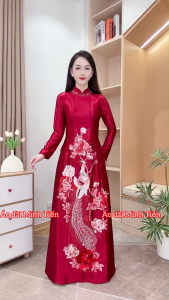 Áo Dài Lụa Thạch Anh Cao Cấp Hàng May + Thêu Thủ Công Tỉ Mỉ Từng Áo - Mã C48