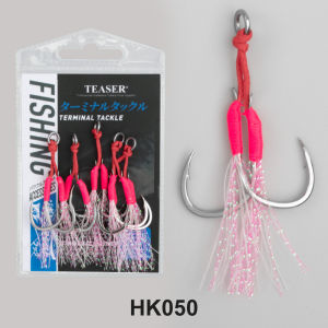 TEASER 5pcs/10pcs HK050 Slow Jigging Fishing Hook  Glow Metal Jig Doule Assist Hook Carbon Steel Barbed Fishing Pesca Hooks