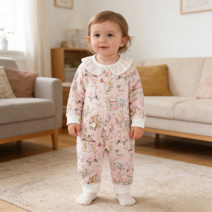banjixiaoke | Bodysuit Mở Trước Cho Bé Gái Cotton