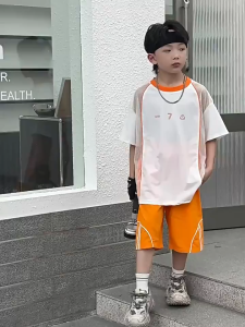 Kids Sportswear Set Summer Quick-Dry Basketball Outfit for Kids Breathable Jersey Shorts Suit for Boys Older Kids Training Uniform Activewear for 5-15 Yrs