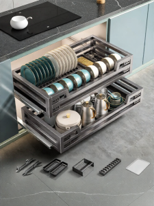 Double Layer Drawer Organizer Kitchen Cabinet Basket