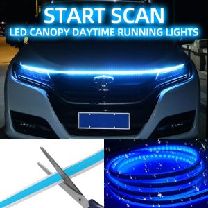 KEVANLY | 150CM 180CM Scan Starting LED Car Hood Light Daytime Running Light Universal Flexible Dynamic Car DRL 12V Ambient Light White