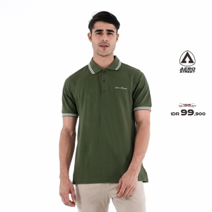 Aerostreet Polo Shirt Kenzy Army Green Kaos Kerah Poloshirt QFAAA