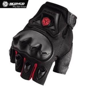 SCOYCO | Găng Tay Đi Mô Tô Bán Ngón Thoáng Khí Chống Đập Sợi Carbon