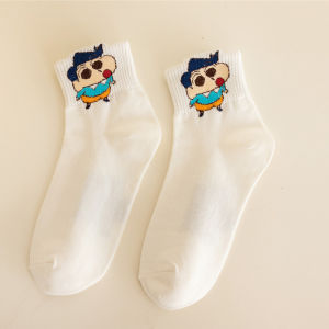 CRAYON SHINCHAN | 9pcs/set Kawaii Cute Crayon ShinChans Socks Cotton Mid Length Socks College Style Sports Leisure Socks Cute Girl Birthday Gift