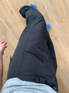 กางเกงสูทสีดำทรงตรงเอวสูง กางเกงขายาวลำลองฤดูร้อนสำหรับผู้หญิงไซส์ใหญ่ กางเกงขายาวลำลองสำหรับเดินเล่นในช่วงฤดูร้อน