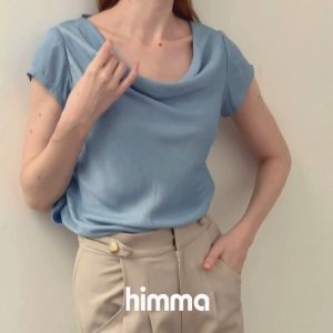 himma "Muse" Blouse เสื้อคอถ่วง แขนสั้น ผ้าเฉลียง รูดข้างเอว ชายเสื้อโค้ง ใส่สบาย