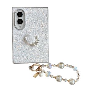 szhaiyu | For Samsung Galaxy Z Fold 8 ZFold8 Wide Cute Flower Shockproof Case With Crystal Bracelet Chain Hinge Protection Strap Cover