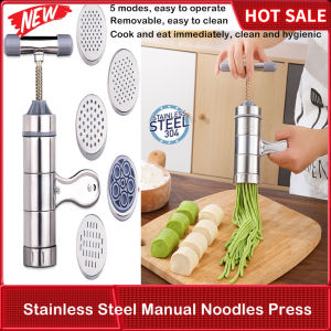 Stainless Steel Noodles Machine Maker Manual Noodles Press Manual Noodle Maker Pasta Maker with 5 Molds Kitchen Tools