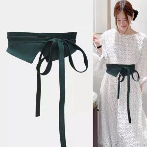 Fashion Dress Belt Womens Decorative Straps Versatile with Trench Coat Fabric Black Trend Wide Waist Seal Waist