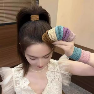 Womens High Ponytail Hair Ties Ultra Wide Seamless Autumn Winter New Product No Damage to Hair Face Mask Skin Fashion Accessories