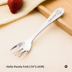 WODEBAIHUI | 316L Stainless Steel Ingot Shape Baby Training Spoon Fork
