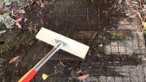 Heavy Duty Floor Scrubber Brush with PoleMoss Remover Wire Cleaning Brush for Rough SurfaceConcrete FloorPatioGarden