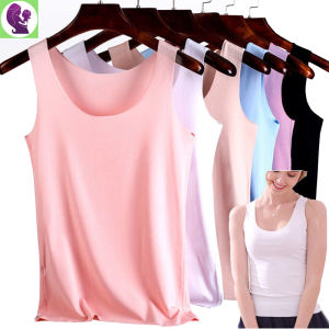 2024 Summer Ice Silk Tank Top M-4XL Women Slim Fit Thin Casual Round Neck Sleeveless Camisole Undershirt Home Wear Ladies Plus Size Solid Color No Trace Elastic T Shirt Vest