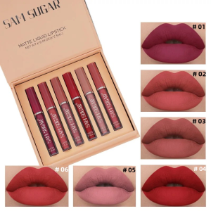 Bộ Son Lì Dạng Lỏng 6 Màu Chống Nước Lâu Trôi 24 Giờ Không Dính Quyến Rũ Bóng Mượt Kèm Hộp Quà Tặng Dưỡng Ẩm